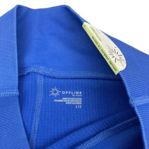 NWT OFFLINE By Aerie Hi-Rise Seamless Cable 7/8 Leggings Sz XS Blue - Picture 4 of 7